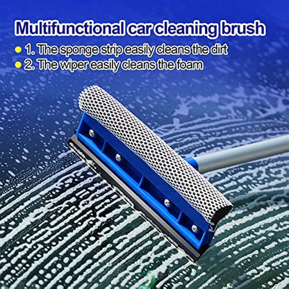 Car Wash Brush Kit with 41" Long Handle,5 in 1 Car Cleaning Mop,Microfiber Car Wash Brush,Glass Scrubber Vehicle Cleaner Kit,Blue