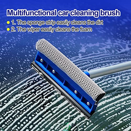Car Wash Brush Kit with 41" Long Handle,5 in 1 Car Cleaning Mop,Microfiber Car Wash Brush,Glass Scrubber Vehicle Cleaner Kit,Blue