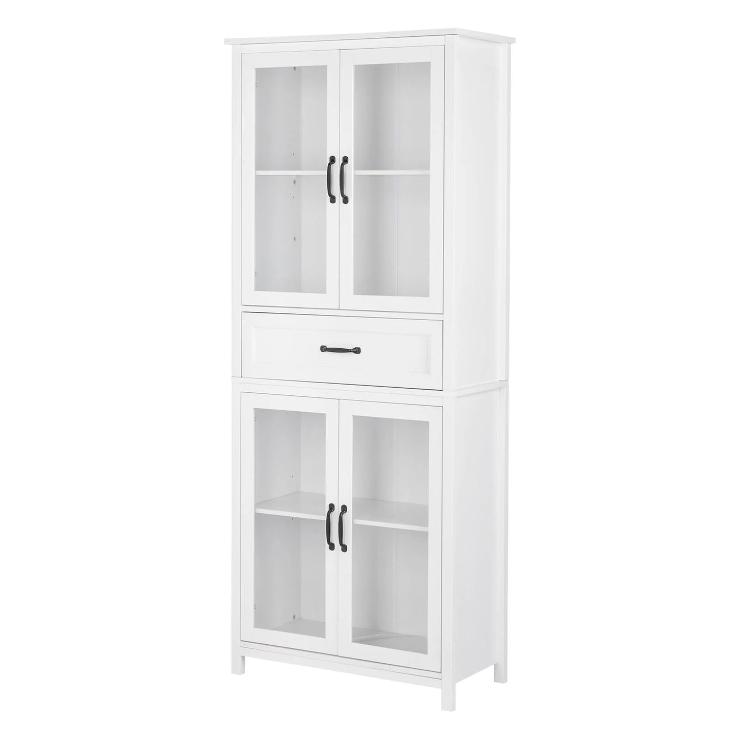 UBesGoo Bookcase with Acrylic Glass Doors 5 Shelves Pantry Cabinet, 70.8 Inch Kitchen Buffet Cupboard Cabinet, White