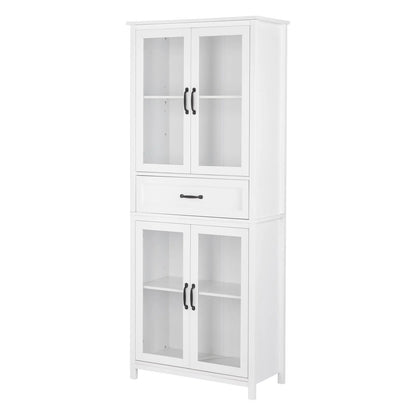 UBesGoo Bookcase with Acrylic Glass Doors 5 Shelves Pantry Cabinet, 70.8 Inch Kitchen Buffet Cupboard Cabinet, White