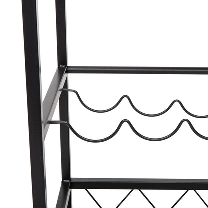 Ktaxon 3 Tier Kitchen Trolley Bar Carts for Home Bar Serving Cart w/Wine Rack & Glass Holder, Wheels, Vintage Brown