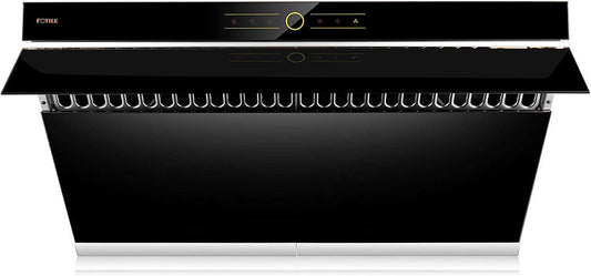 FOTILE JQG9001 Slant Vent Series 36" 850 CFM Under Cabinet or Wall Mount Range Hood with 2 LED lights and Touchscreen in Onyx Black Tempered Glass