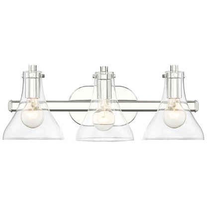 Possini Euro Design Sorren Industrial Modern Wall Light Polished Chrome Hardwire 20 1/2" 3-Light Fixture Clear Glass for Bedroom Bathroom Vanity Home