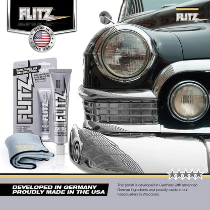 Flitz Multi-Purpose Polish and Cleaner Paste for Metal, Plastic, Fiberglass, Aluminum, Jewelry, Sterling Silver: Great for Headlight Restoration + Rust Remover, Made in the USA