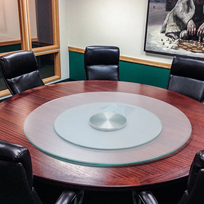 60cm/23.62inch Round Glass Top Dining Table 60-80cm Beveled Polished Edge Turntable for Banquet