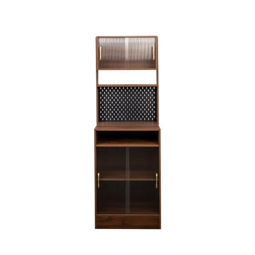 Kitchen Pantry Storage Cabinet with Hutch 25 inch Wide Tall Freestanding Food Kitchen Cabinet Pantry Cupboard with Reeded Glass Doors, Pegboard, Countertop Farmhouse 25 W x 71 H x 16 D Inch