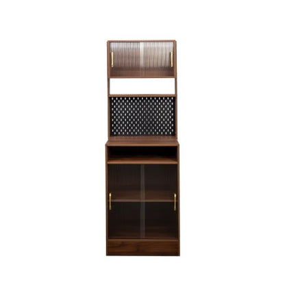 Kitchen Pantry Storage Cabinet with Hutch 25 inch Wide Tall Freestanding Food Kitchen Cabinet Pantry Cupboard with Reeded Glass Doors, Pegboard, Countertop Farmhouse 25 W x 71 H x 16 D Inch