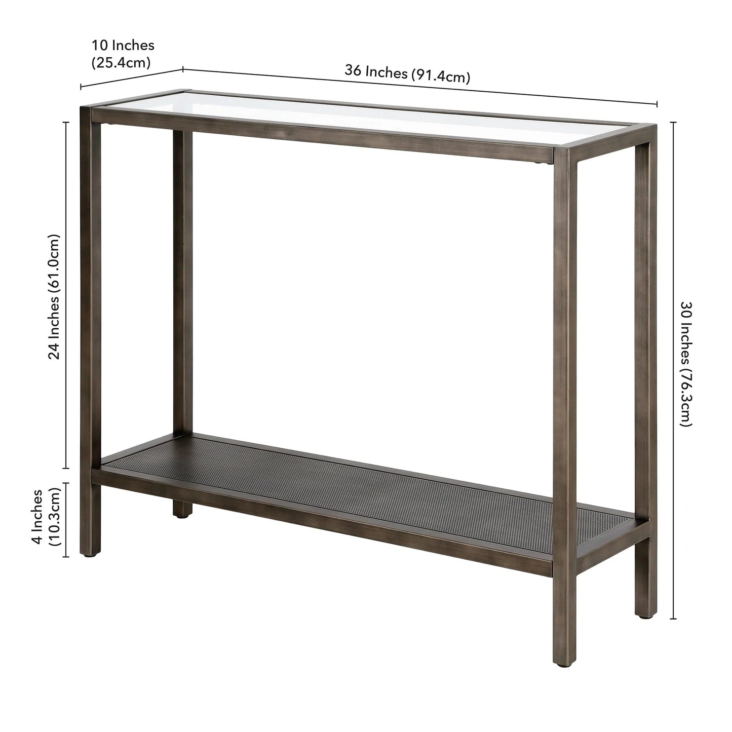 Evelyn& Zoe Contemporary Metal Console Table with Glass Top