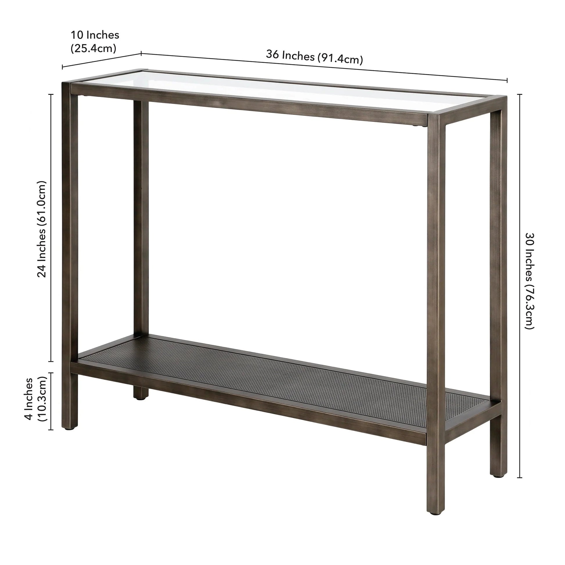 Evelyn& Zoe Contemporary Metal Console Table with Glass Top