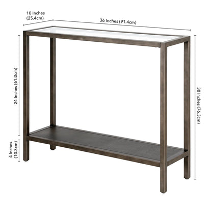 Evelyn& Zoe Contemporary Metal Console Table with Glass Top