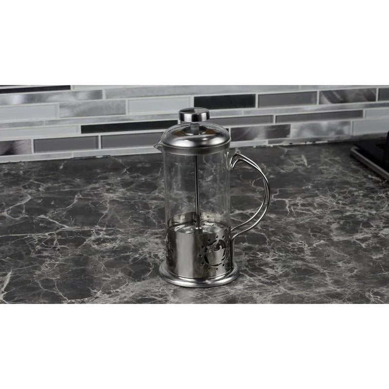 Single Serve French Press Coffee Maker - 12 oz Mini Stainless Steel & Glass Brewer for 1 Cup, Portable & Affordable Manual Coffee Press with Fine Mesh Filter for Home, Travel, or Camping