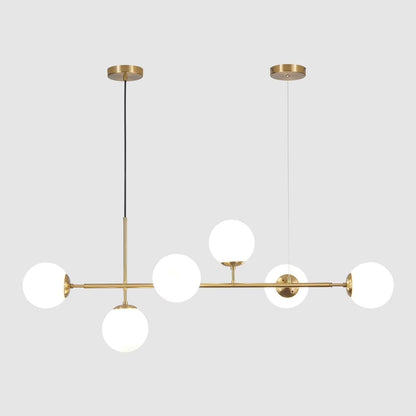 KCO Lighting 6-Light Smoke Glass Sputnik Chandelier Brass Gold Linear Pendant Lighting