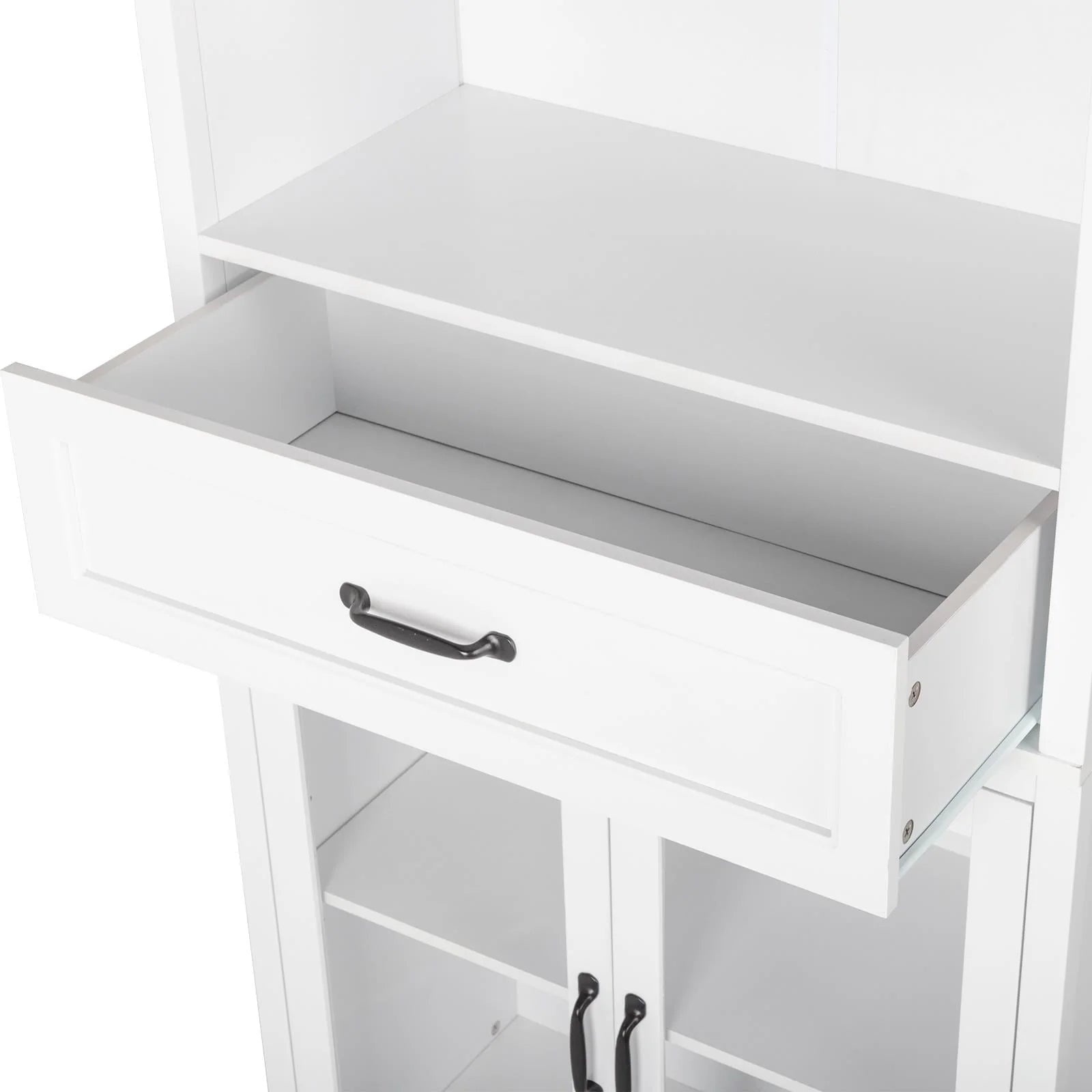 UBesGoo Bookcase with Acrylic Glass Doors 5 Shelves Pantry Cabinet, 70.8 Inch Kitchen Buffet Cupboard Cabinet, White