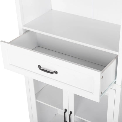 UBesGoo Bookcase with Acrylic Glass Doors 5 Shelves Pantry Cabinet, 70.8 Inch Kitchen Buffet Cupboard Cabinet, White