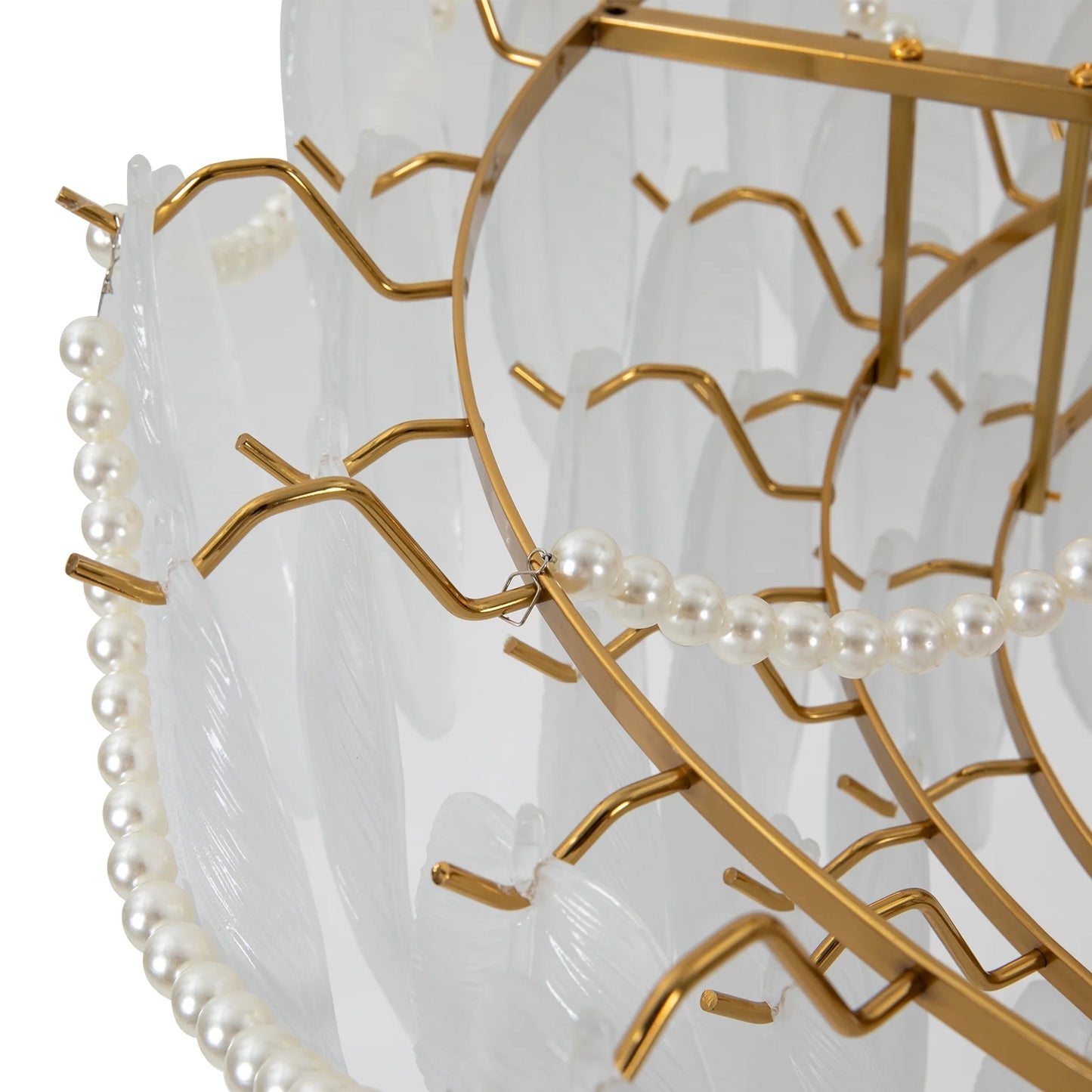 Miumaeov 12-Light Large Glass Chandelier Round Nordic-Feather Pendant Lamp Luxury Hanging Lamp for Living Room Kitchen Island D31.5 X H25.6