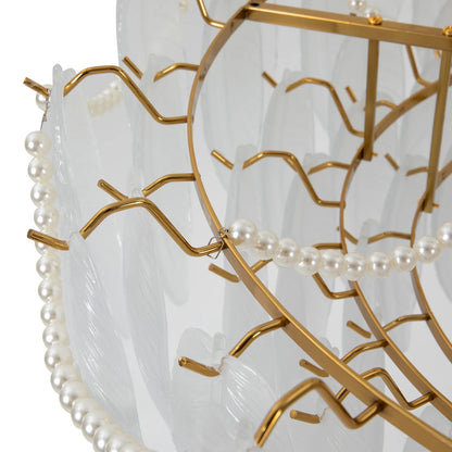 Miumaeov 12-Light Large Glass Chandelier Round Nordic-Feather Pendant Lamp Luxury Hanging Lamp for Living Room Kitchen Island D31.5 X H25.6