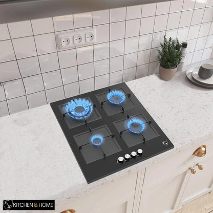 K& H 4 Burner 24 Inch Built-in LPG/Propane Gas Stove Top Glass Surface Cast Iron Cooktop UL/ETL Certified 4-GCW-LPG