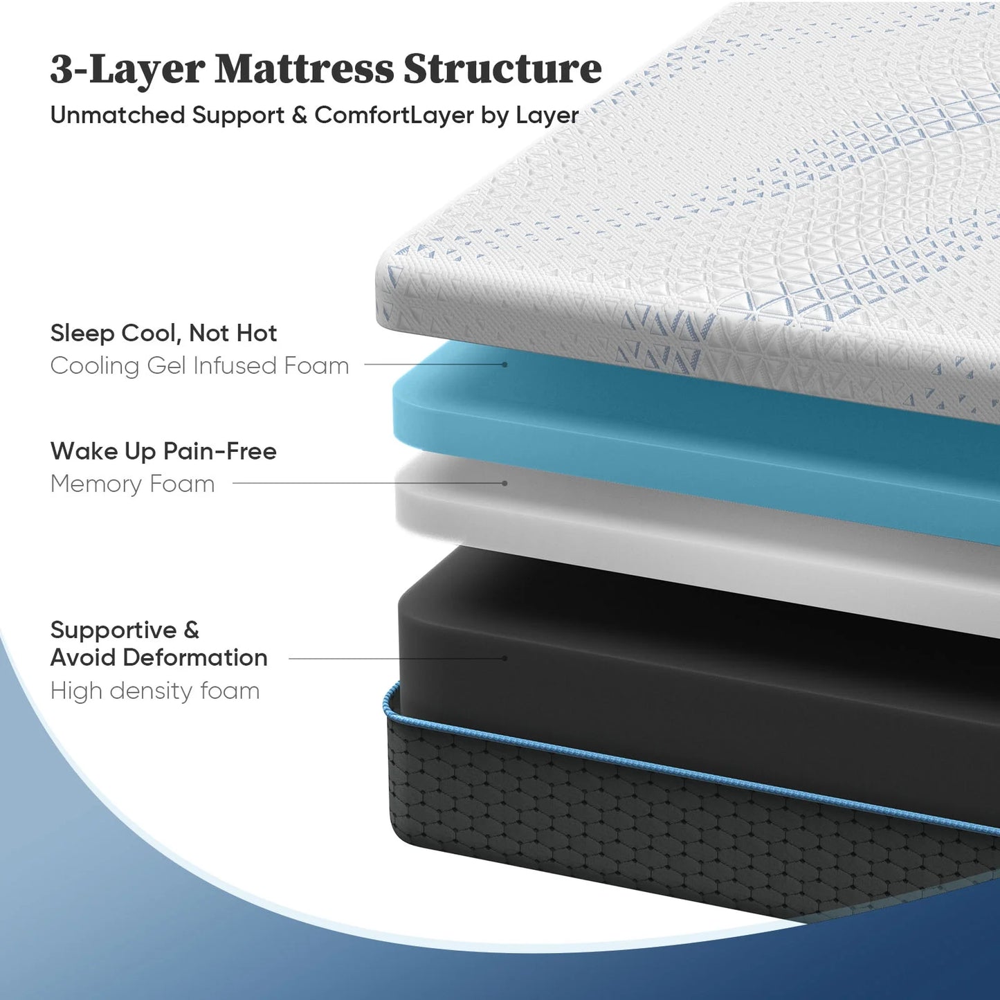 12 Inch Queen Green Tea Memory Foam Mattress for Cool Sleep & Pressure Relief, Bed in a Box, Removable Cover No Fiberglass, CertiPUR-US Certified