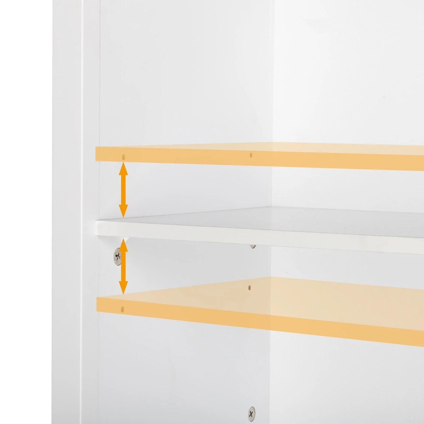 UBesGoo Bookcase with Acrylic Glass Doors 5 Shelves Pantry Cabinet, 70.8 Inch Kitchen Buffet Cupboard Cabinet, White