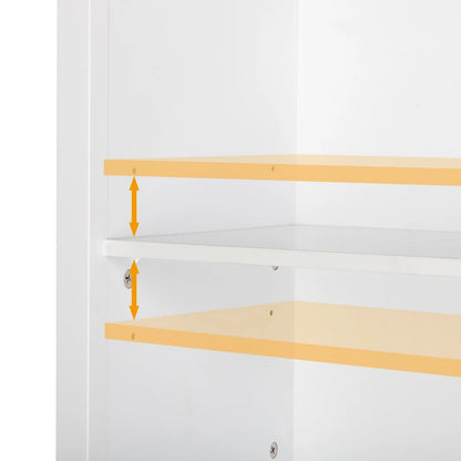 UBesGoo Bookcase with Acrylic Glass Doors 5 Shelves Pantry Cabinet, 70.8 Inch Kitchen Buffet Cupboard Cabinet, White