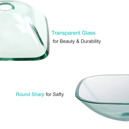 Aquaterior 2 Pack Square Tempered Glass Above Counter Vessel Bowl Vanity Sink