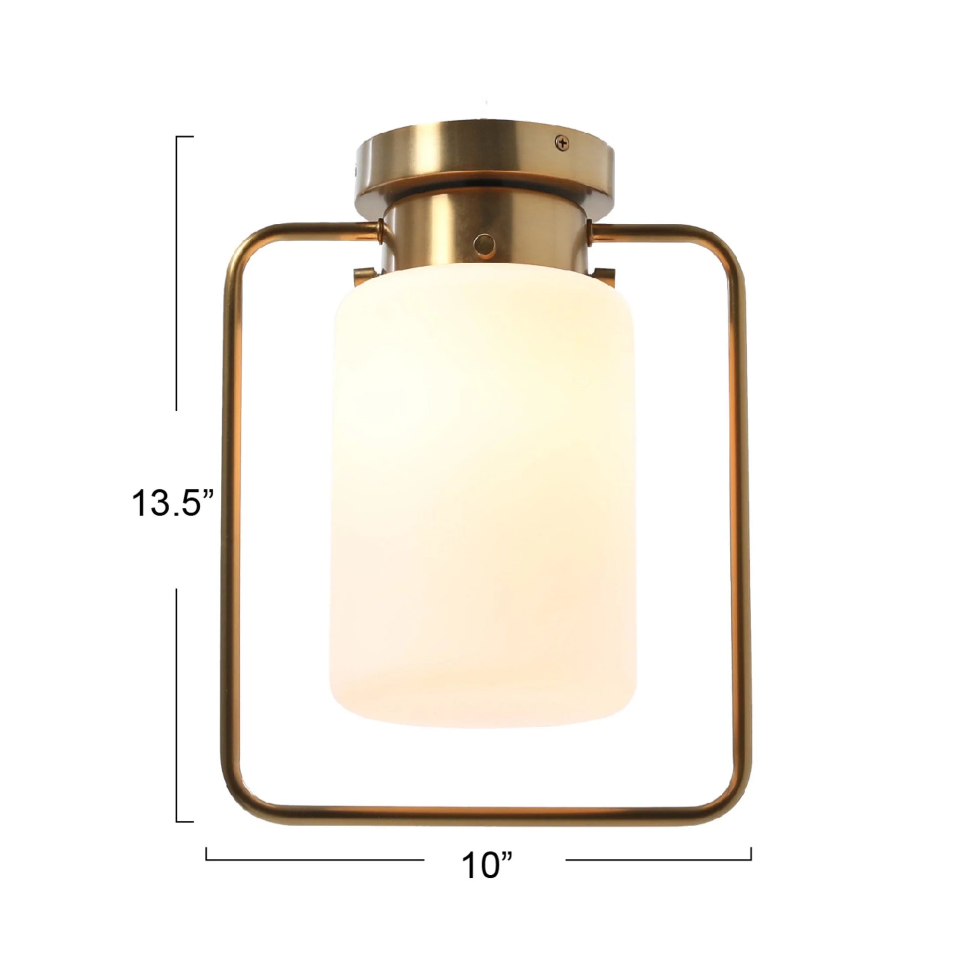 Creative Co-Op Robert Stevenson Lighting Ezra - Metal and Frosted Glass Convertible Flush Mount/Pendant Ceiling Light, Brushed Brass