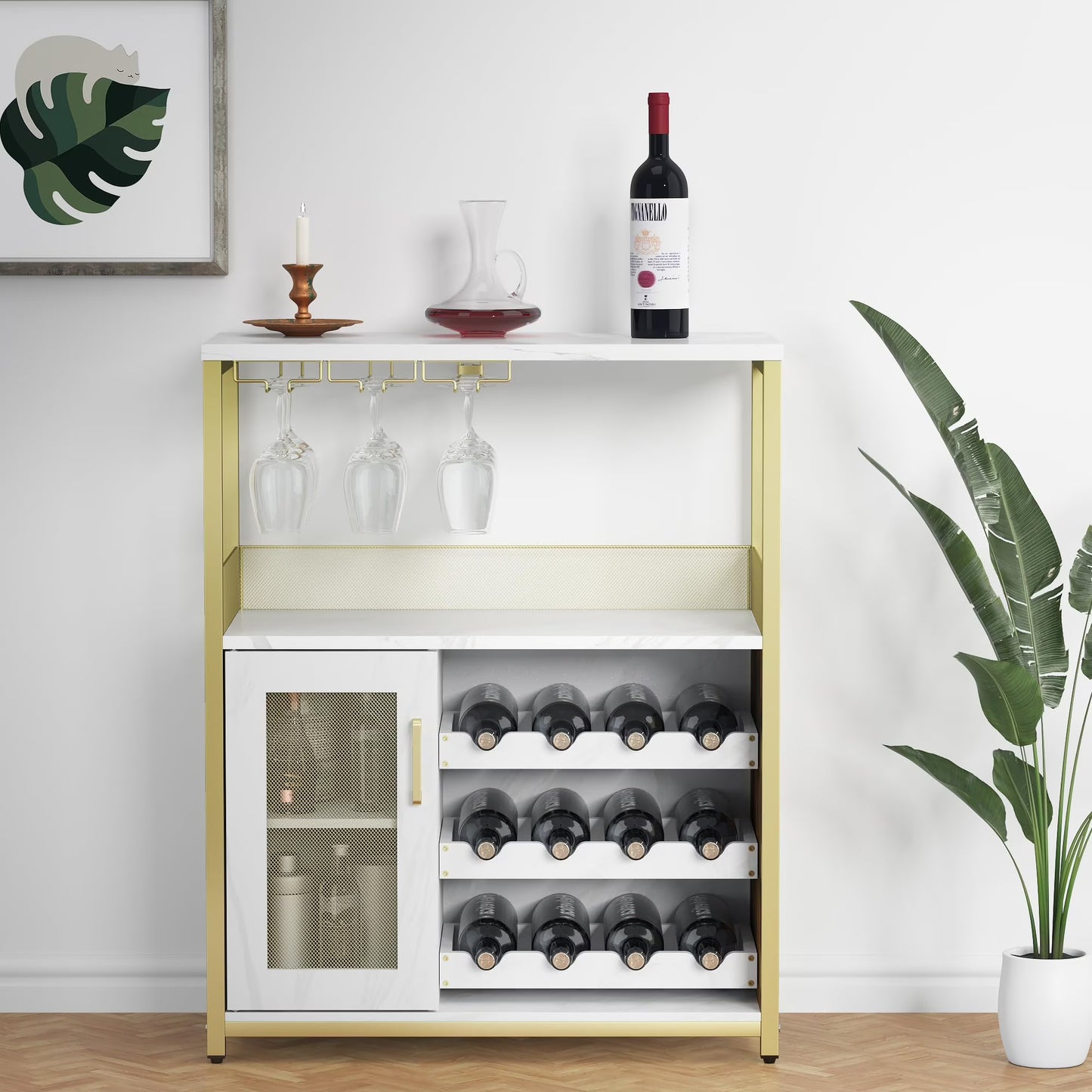 Faitaliicy Wine Bar Rack Cabinet Wine Table For Liquor With Glass Holder Detachable Wine Rack Sideboard And Buffet Cabinet Wood Coffee Bar With Mesh Door For Kitchen Living Room