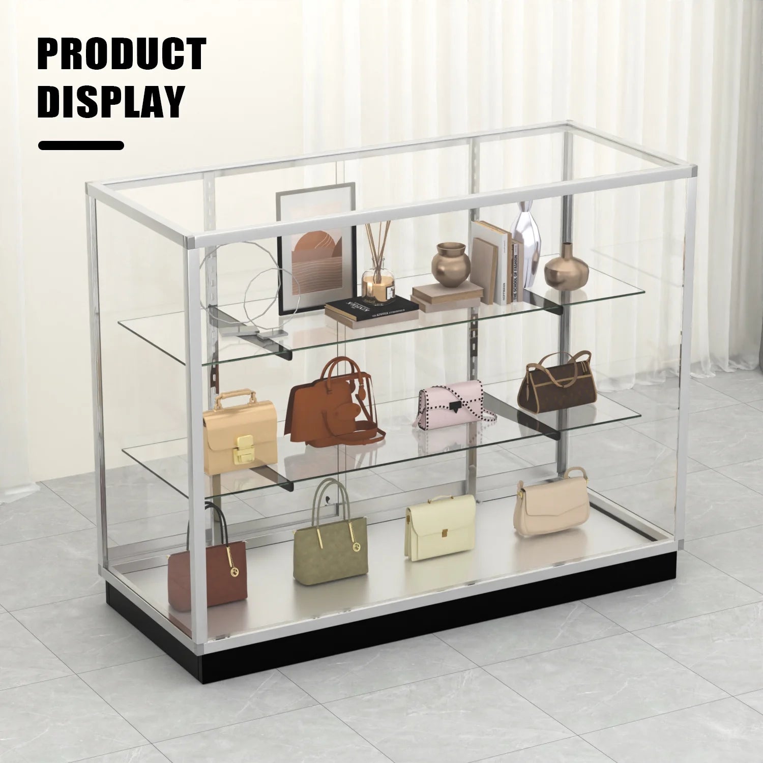 48° D * 20° W * 38° H - full vision glass display case