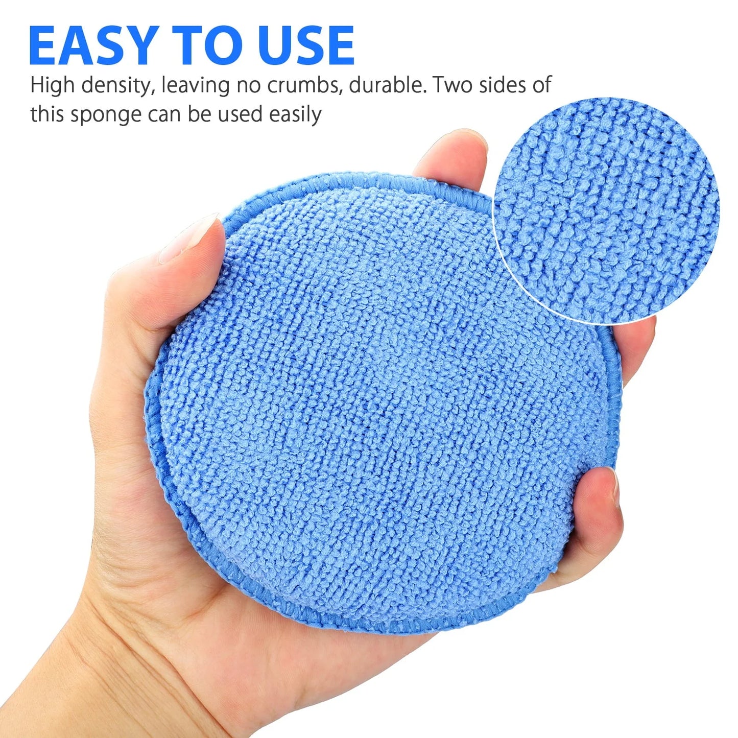 10pcs Microfiber Wax Applicator, EEEkit Ultra-Soft Microfiber Waxing Polish Car Applicator Pads, Foam Sponge Wax Applicator Pads for Cars Vehicle Glass Clean (Blue, 5" Diameter)