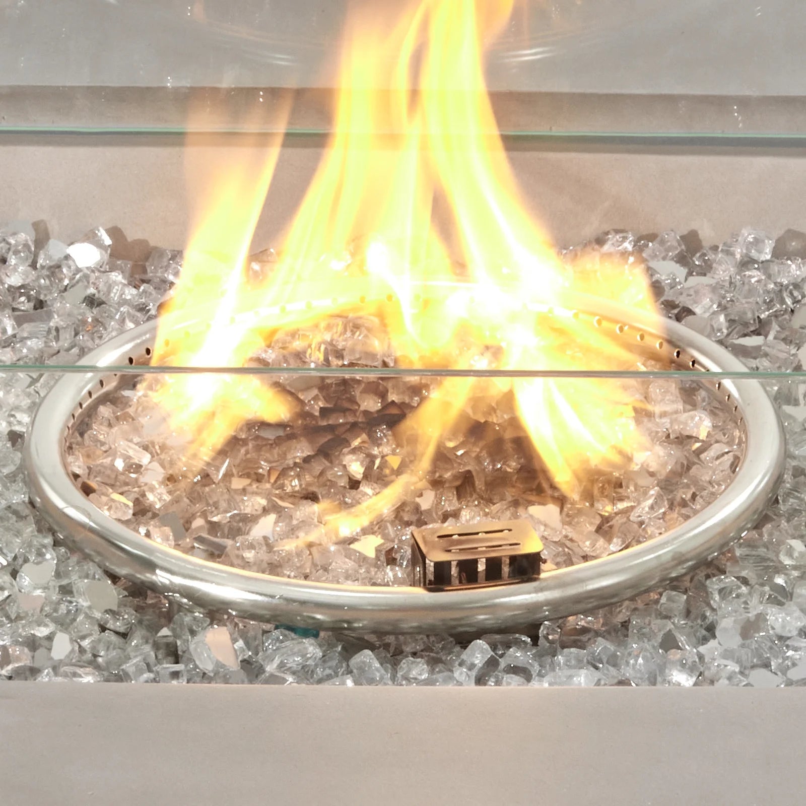 COSIEST 35" Square Concrete Fire Pit Table with Fire Glass & Wind Guard