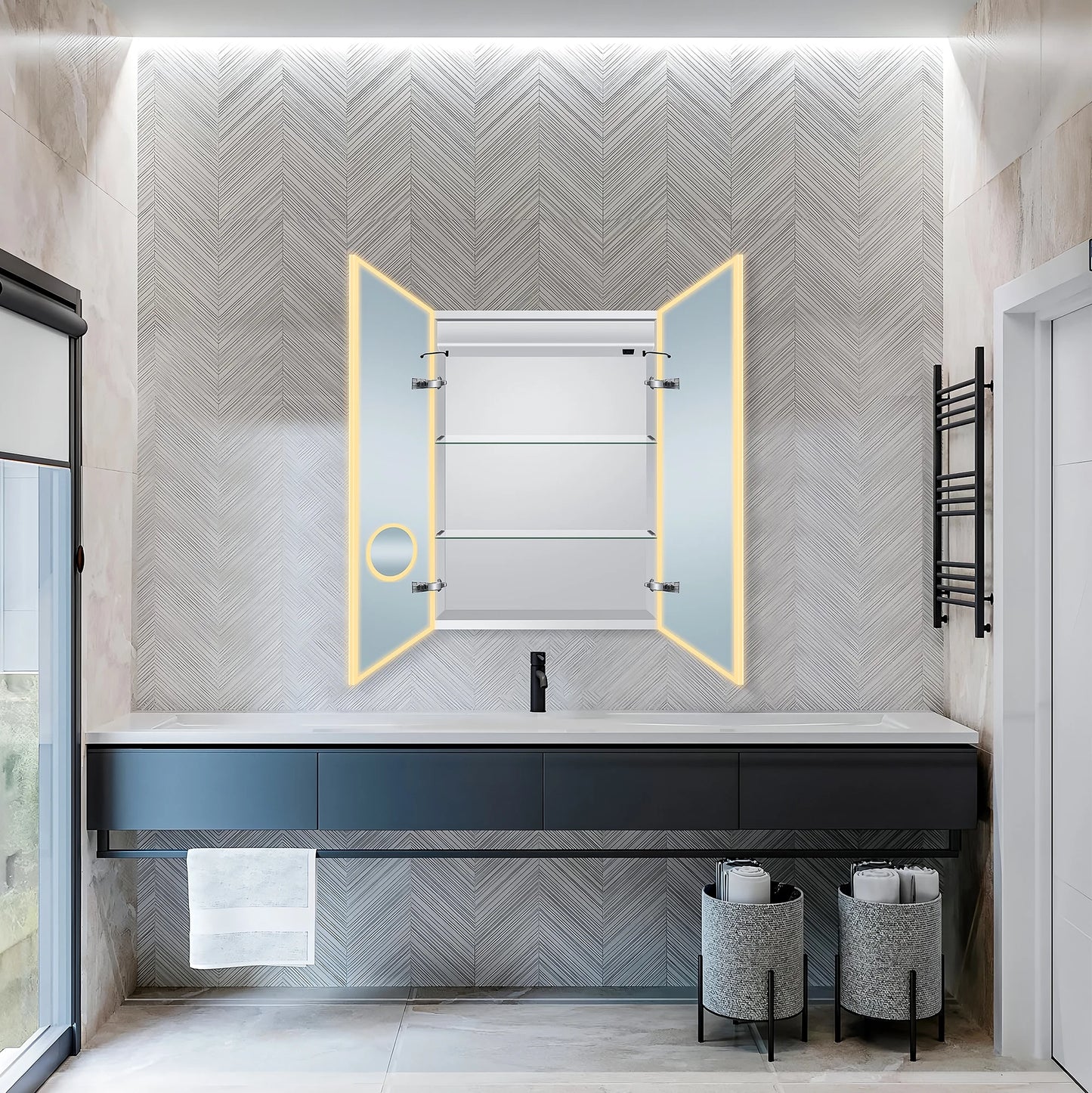 Dreamwerks 24"W x 32"H LED Bathroom Medicine Cabinet with Integrated Touch Switch and Magnifying Glass