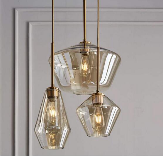 Pendant Lighting Glass Triple Hanging Pendant Light Fixture Glass,Vintage Hanging Ceiling Light Fixture, Fixture Glass Surrounded LED Lighting Fixture Kitchen, Island, Table Hallway Interior Lighting
