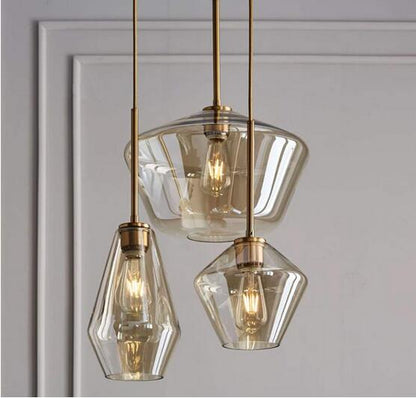 Pendant Lighting Glass Triple Hanging Pendant Light Fixture Glass,Vintage Hanging Ceiling Light Fixture, Fixture Glass Surrounded LED Lighting Fixture Kitchen, Island, Table Hallway Interior Lighting