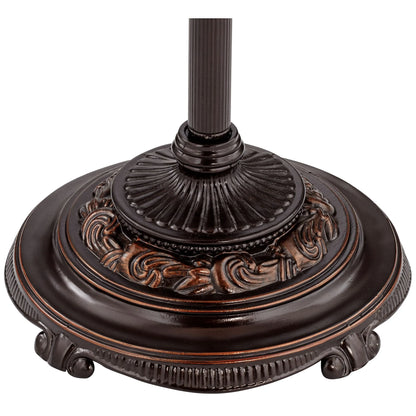 Barnes and Ivy Traditional Floor Lamp 4-Light 63" Tall Lush Bronze Tortoise Glass Font Bell Shade for Living Room Reading Bedroom Office