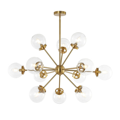 GetLedel 12-Light Modern Sputnik Sphere Chandelier with Glass Globe Shades Gold Finish with Clear Glass Shades N/A Gold