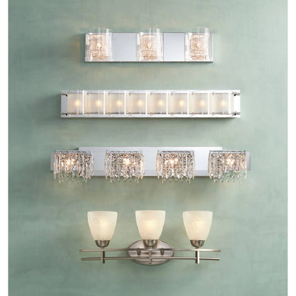 Possini Euro Design 3-Light Chrome Dimmable Vanity Light with Clear Glass Shades