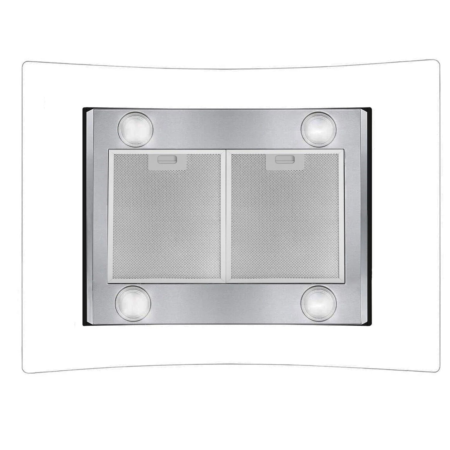 30 inch Island Mount Range Hood 900CFM Tempered Glass 3-Speed Vent Hood Stainless Steel Dishwasher