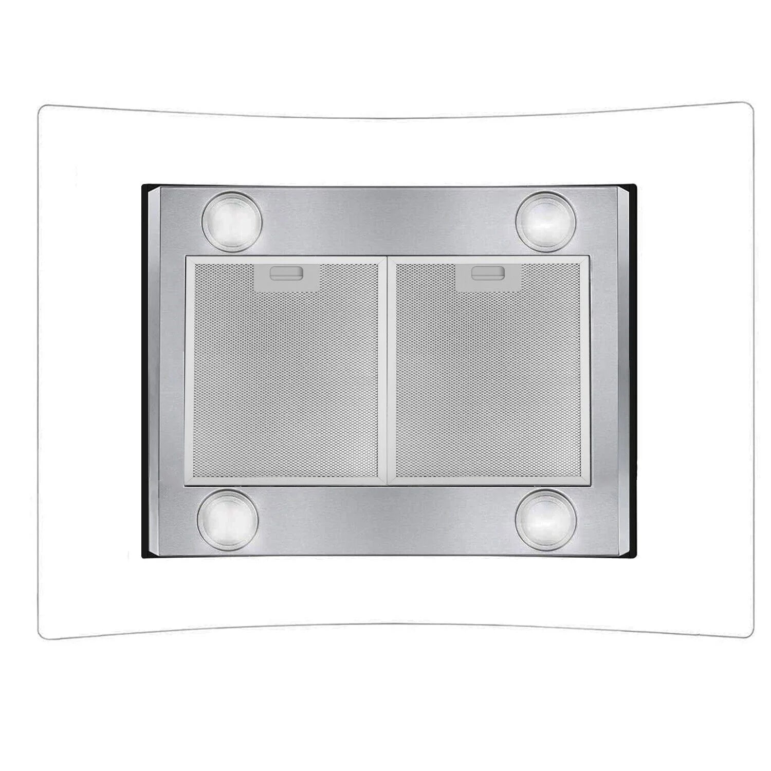 30 inch Island Mount Range Hood 900CFM Tempered Glass 3-Speed Vent Hood Stainless Steel Dishwasher