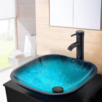 Eclife 16.5" Square Glass Vessel Sink