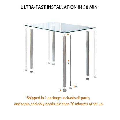uhomepro White Kitchen Table Set, 5 Pieces Dining Table Set, Tempered Glass Dining Table and Chairs Set for 4, Upgraded Iron Dining Room Table Set with 4 PU Leather Chairs