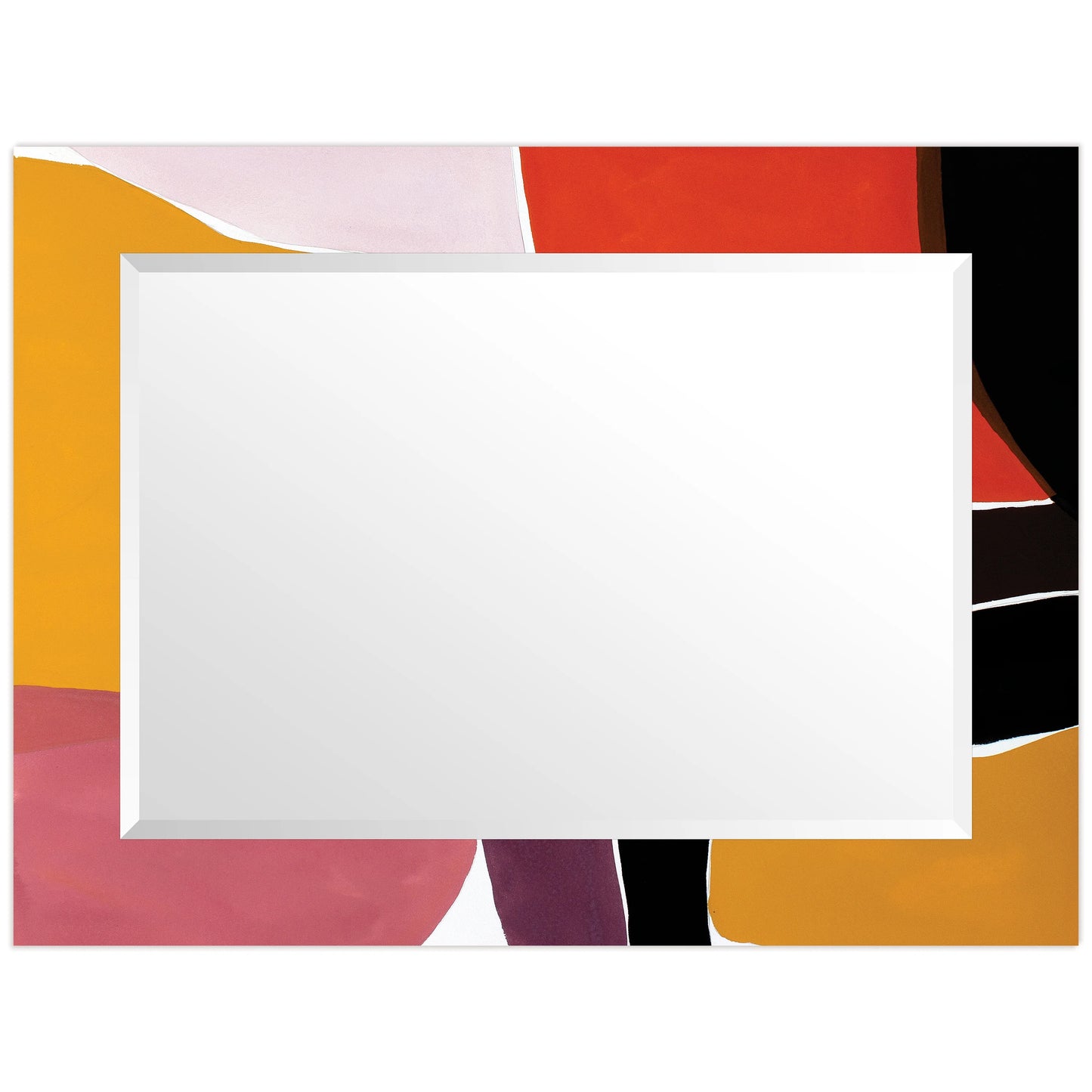 Empire Art Direct Finale Rectangular Beveled Mirror on Free Floating Printed Tempered Art Glass - Clear - 40" x 30"