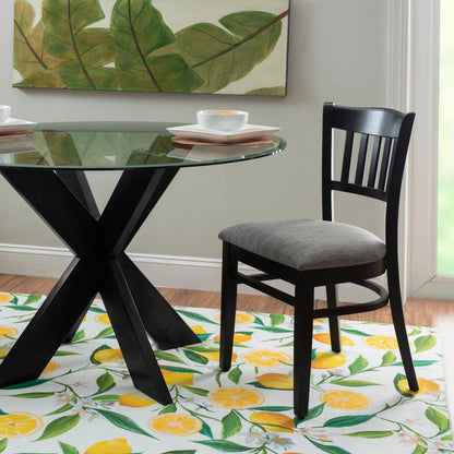 Powell Augusta Wood X-Base Dining Table with Glass Top, Black