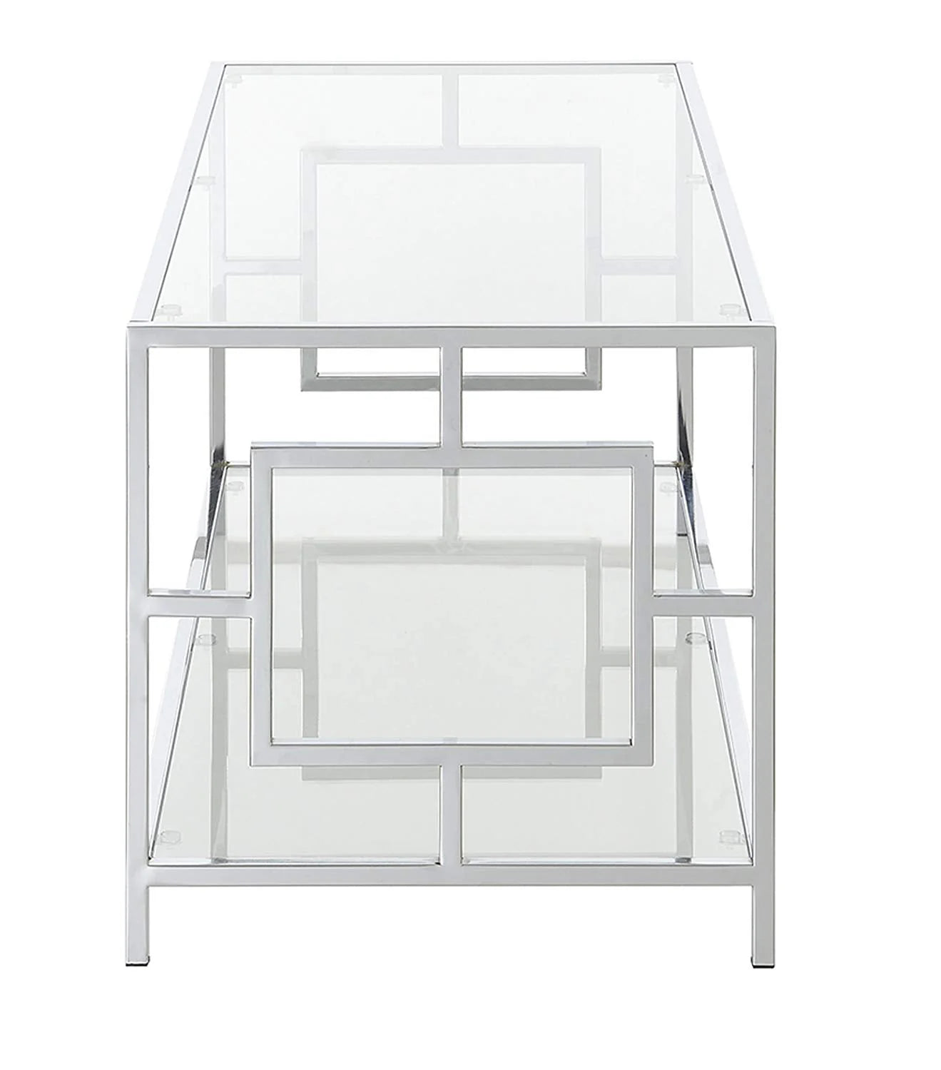 Convenience Concepts Town Square Coffee Table, Clear Glass/Chrome Frame