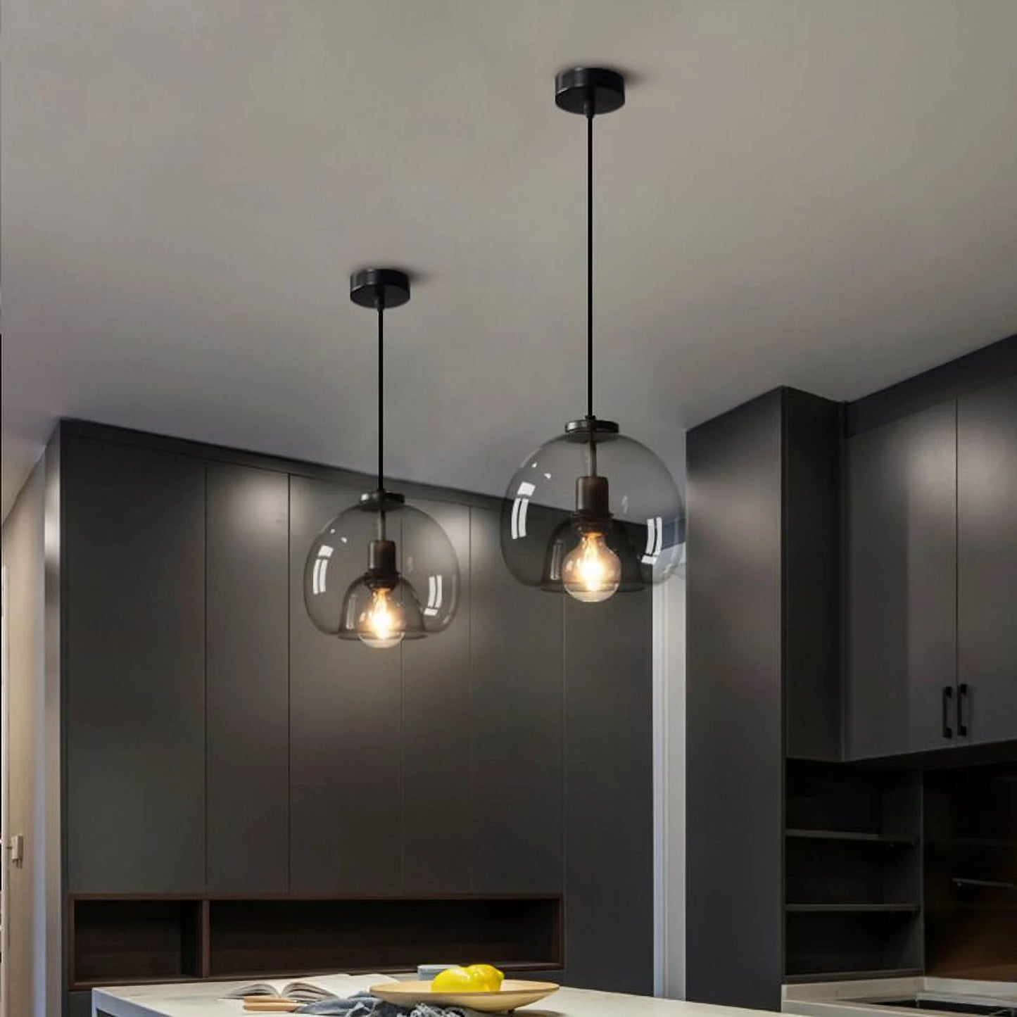 Arturesthome Black Spherical Glass Pendant Light
