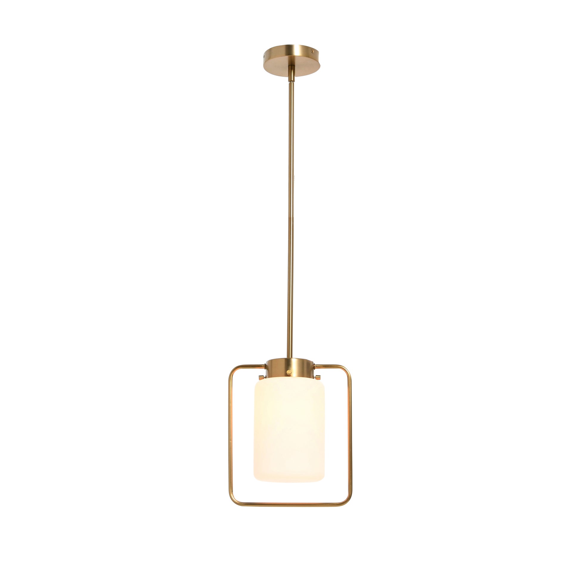 Creative Co-Op Robert Stevenson Lighting Ezra - Metal and Frosted Glass Convertible Flush Mount/Pendant Ceiling Light, Brushed Brass