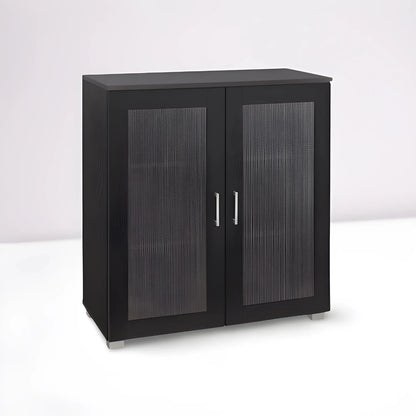 Kings Brand Furniture Wood Curio Accent Cabinet with 2 Frosted Glass Doors, 3 Inner Shelves, White