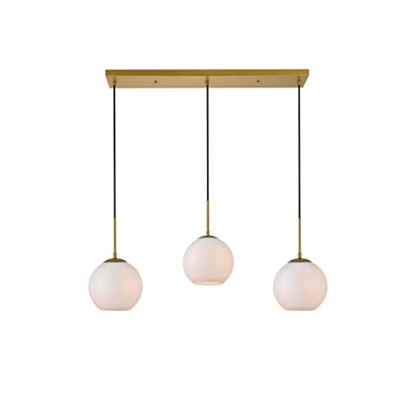 Baxter 3 Lights Brass Pendant With Frosted White Glass