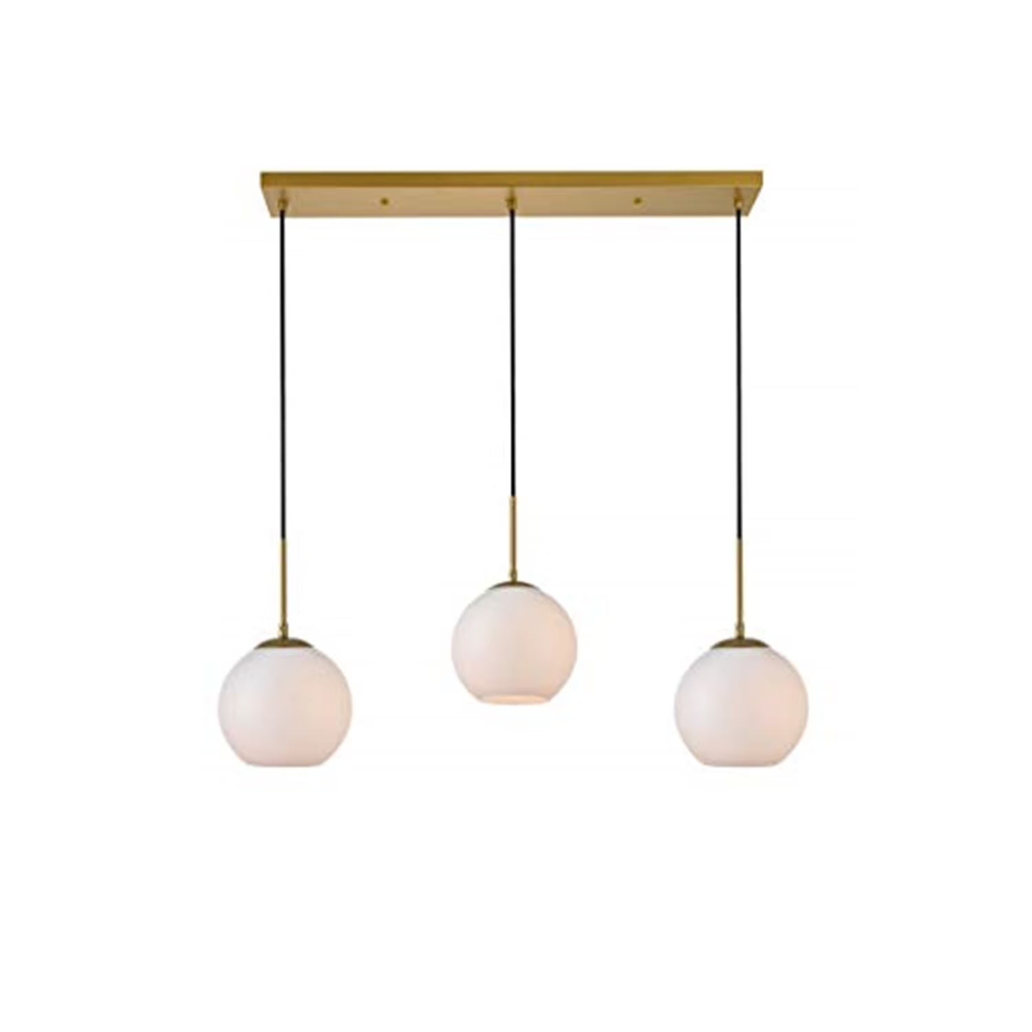 Baxter 3 Lights Brass Pendant With Frosted White Glass