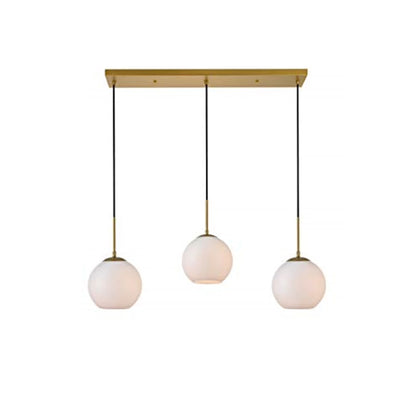 Baxter 3 Lights Brass Pendant With Frosted White Glass