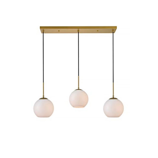 Baxter 3 Lights Brass Pendant With Frosted White Glass